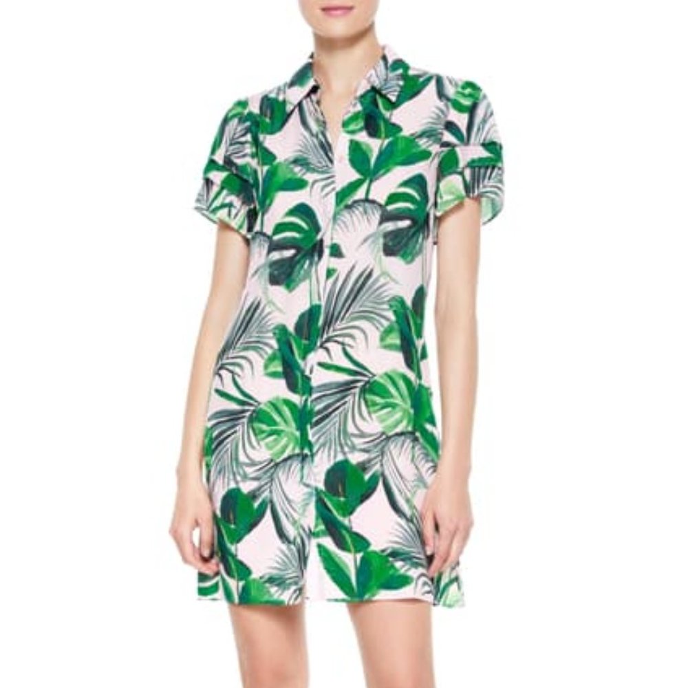 Alice + Olivia | Jem Palm Print Flutter Shirtdress